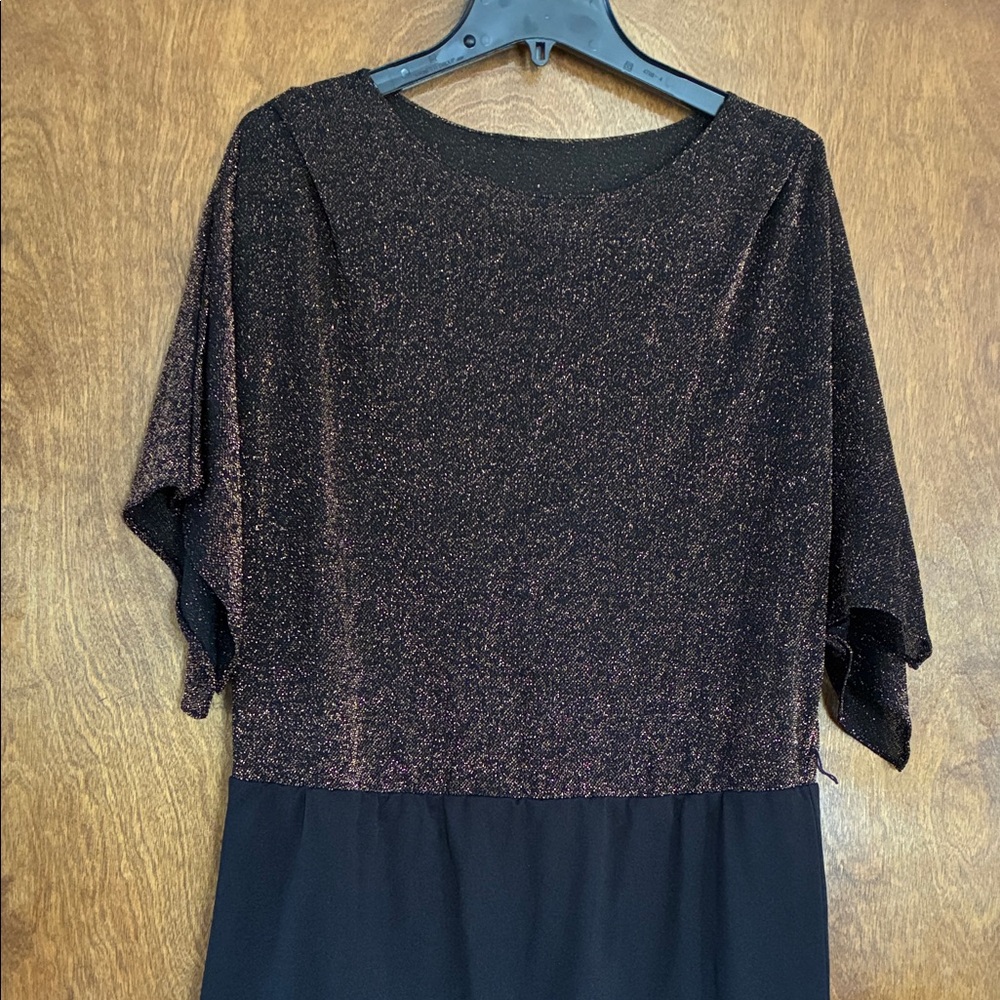 Elegant Vintage Handmade Asymmetrical Black and Gold Dress